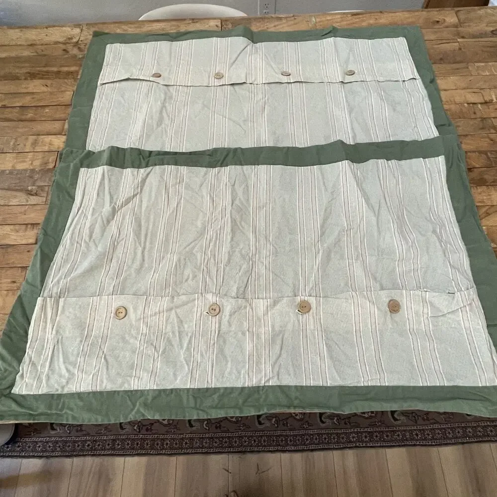 Grace Designs Green Linen Blend Green Striped Pillowcases King Size